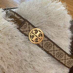 Tory Burch Brown and Gold monogram Belt